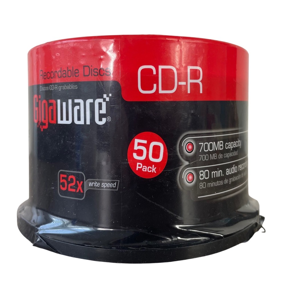 Gigaware CD R 50 Pack 700MB 80 Min 52X Recordable Blank Discs Sealed New